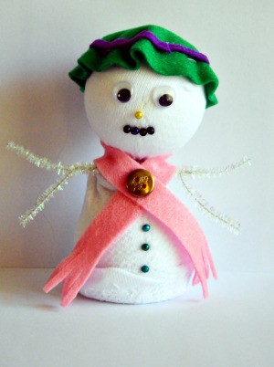Lace Frill Sock Snowman - cute little girl's sock snowman