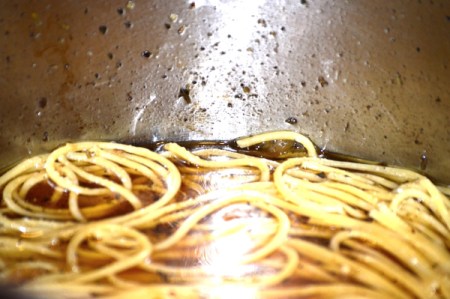 pasta cooked in broth