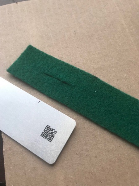 Easy Christmas Felt Garland or Bracelet  - mark slits down the center of the strip