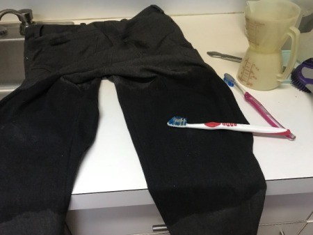 Removing Gum from Fabric - pants after gum has been removed