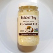 A bottle of coconut oil.