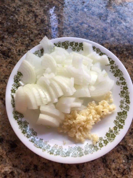 diced onion and garlic