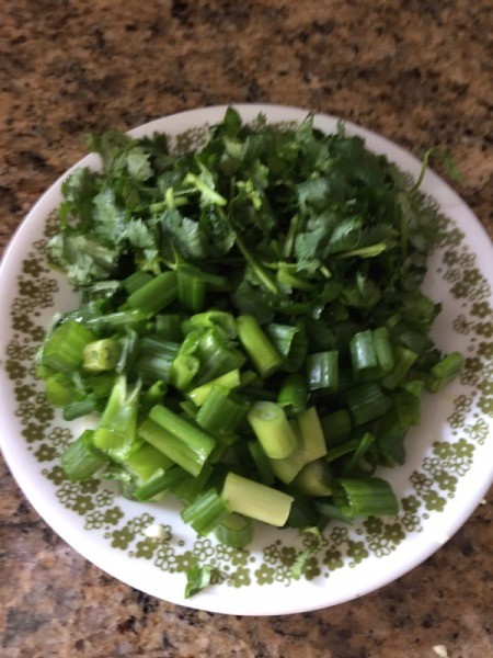 cut green onions and cilantro