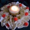 Christmas Eve Pillar Candle Decoration - table wreath with lit candle