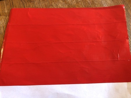 Making a Duct Tape Poinsettia - cover the back side of one paper with red duct tape