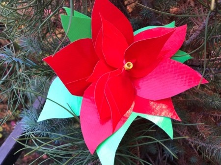 Making a Duct Tape Poinsettia - leave the stick long or cut short
