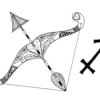 Sagittarius Adult Coloring Page - symbol and elaborate bow and arrow