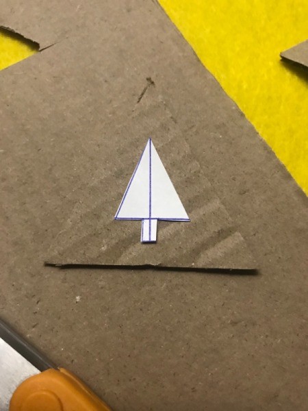 Christmas Triangle Candy Box Ornament - draw a Christmas tree and use an Exacto knife to cut it out of the triangle