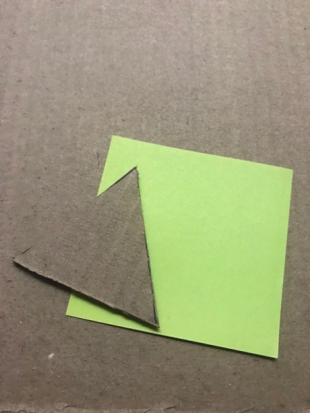 Christmas Triangle Candy Box Ornament - cardboard triangle and green paper