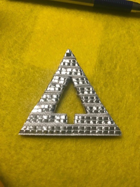 Christmas Triangle Candy Box Ornament - cover the rest of the triangle with stick on ribbon