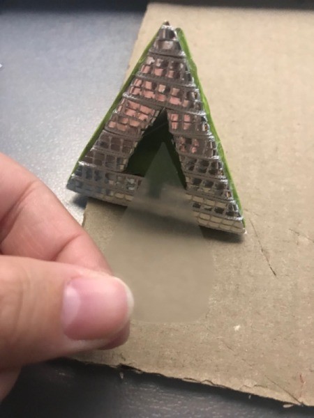 Christmas Triangle Candy Box Ornament - attach the window paper behind the cutout