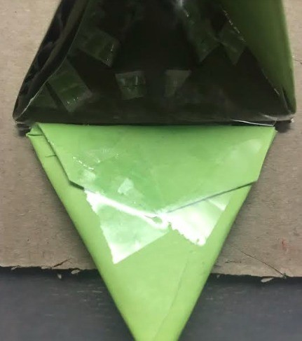 Christmas Triangle Candy Box Ornament - tape the inside flap of the base so that it will open and close