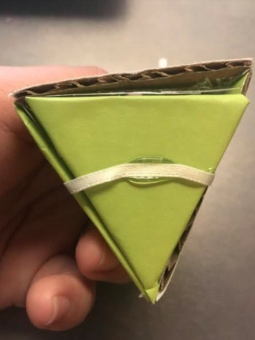 Christmas Triangle Candy Box Ornament - glue ribbon to the bottom of the box