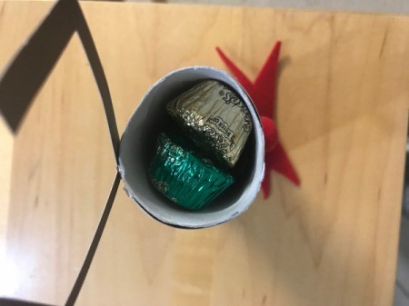 Holiday Reindeer Candy Holder - add candy and glue hat in place