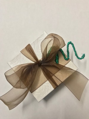 Wire Gift Tag Charm and Ornaments - wrapped gift with charm