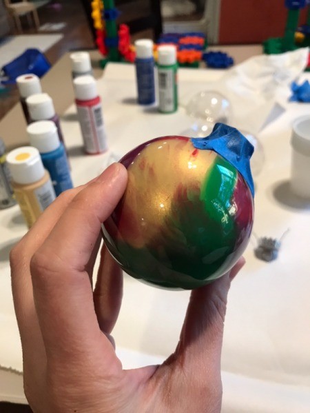 Poured Paint Ornaments  - swirled paint