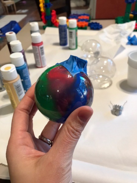 Poured Paint Ornaments  - swirled painted ball