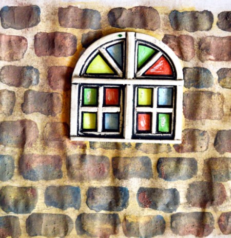 Stained Glass Church Window Christmas Card - once dry lightly rub off salt with your finger