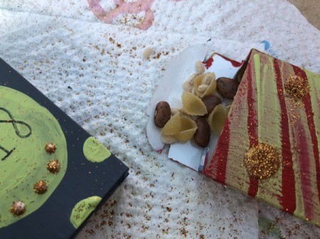 Snack Box New Year's Noisemakers - fill 1/3 with dry rice or pasta