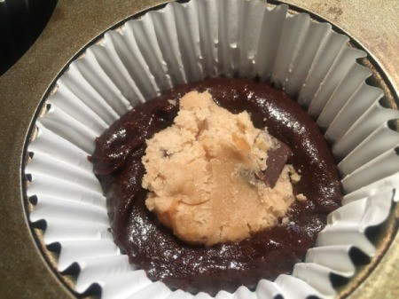 Cookie dough added to Brownie Cups