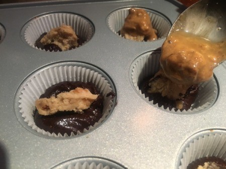 Nut Butter and Cookie dough added to Brownie Cups