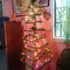 DIY Hanging Cardboard Christmas Tree - decorated tree