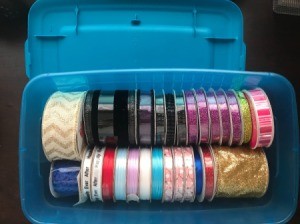 Ribbon Storage - spools of ribbon in storage box