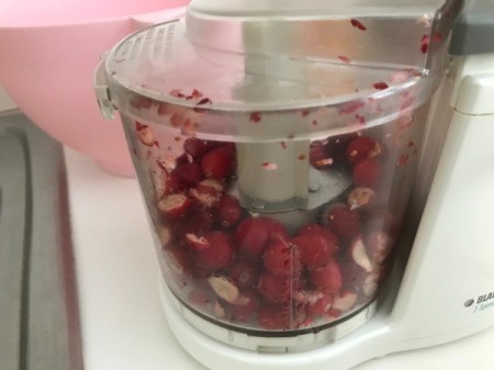 chopping cranberries in food processor