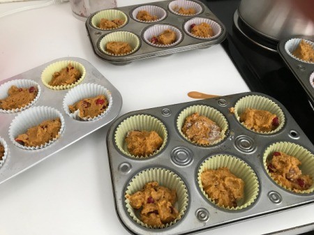 3/4 filled muffin tins