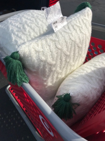 Christmas pillows on sale after Christmas.