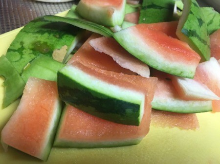 Watermelon Rinds on cutting board