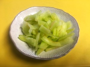 Japanese Style Watermelon Rind Pickles in bowl