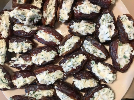 Plate of Cheese Stuffed Dates Appetizer