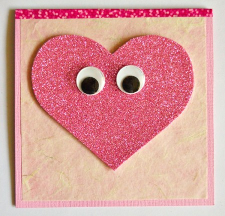 "Wide-Eyed Over You" Valentine Card - glue eyes in place