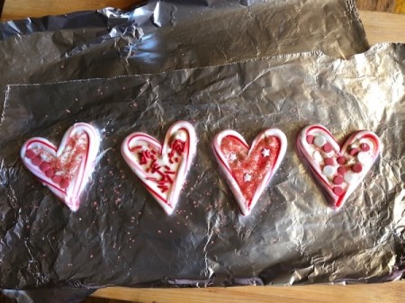 Candy Cane Hearts - place in fridge for about 20 minutes to harden