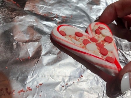 Candy Cane Hearts - remove from the foil