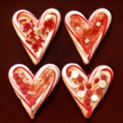 Candy Cane Hearts - four finished heart candies