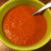 A bowl of tomato soup.