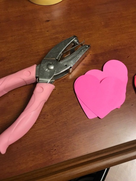 Heart Shaped Leis - paper hearts and hole punch