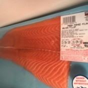 A package of salmon from Costco, marked down.