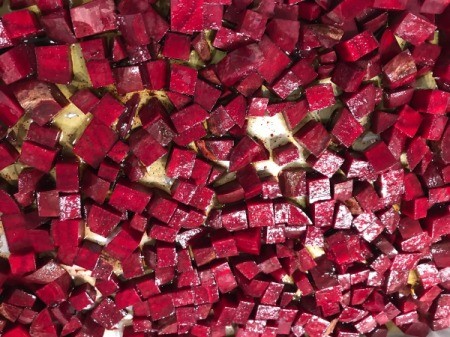 olive oiled beets on parchment paper