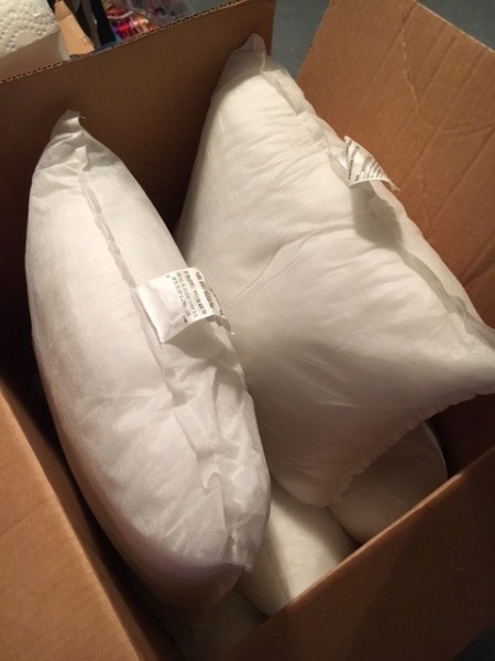 Donating Stuffed Pillows - pillow forms in a box