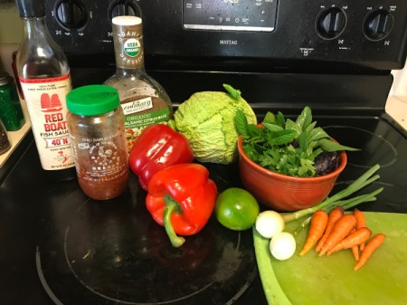 The ingredients for a fresh Vietnamese salad