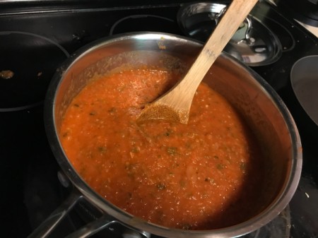 A pot of Roasted Tomato Soup