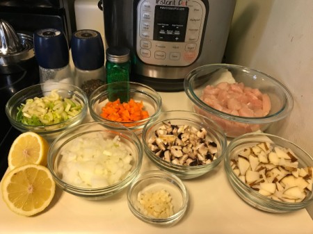 The ingredients for chicken vegetable soup.