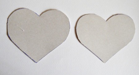 Hubby's Valentine Day Tot or Shooter Box - trace and cut out two hearts (one slightly bigger) from the back panel of your lasagne box