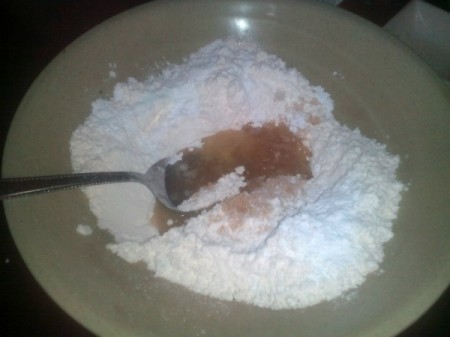 mixing flour and baking powder