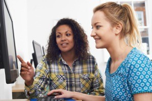 Woman Taking Computer Class