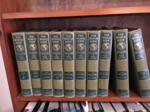Value of World Book Encyclopedia Set - volumes on a bookshelf