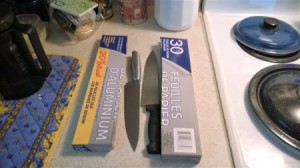 A homemade cardboard knife case.